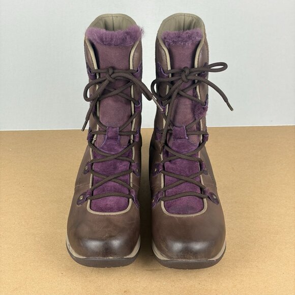 Dansko Camryn Leather Winter Boots Womens 8.5/9 EU 39 Brown Purple Lace Up - Picture 2 of 9